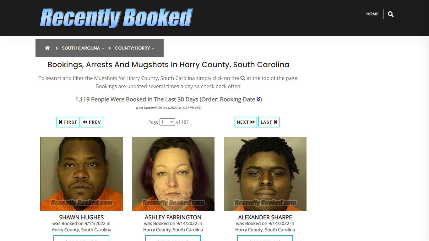 Bookings, Arrests and Mugshots in Horry County, South Carolina